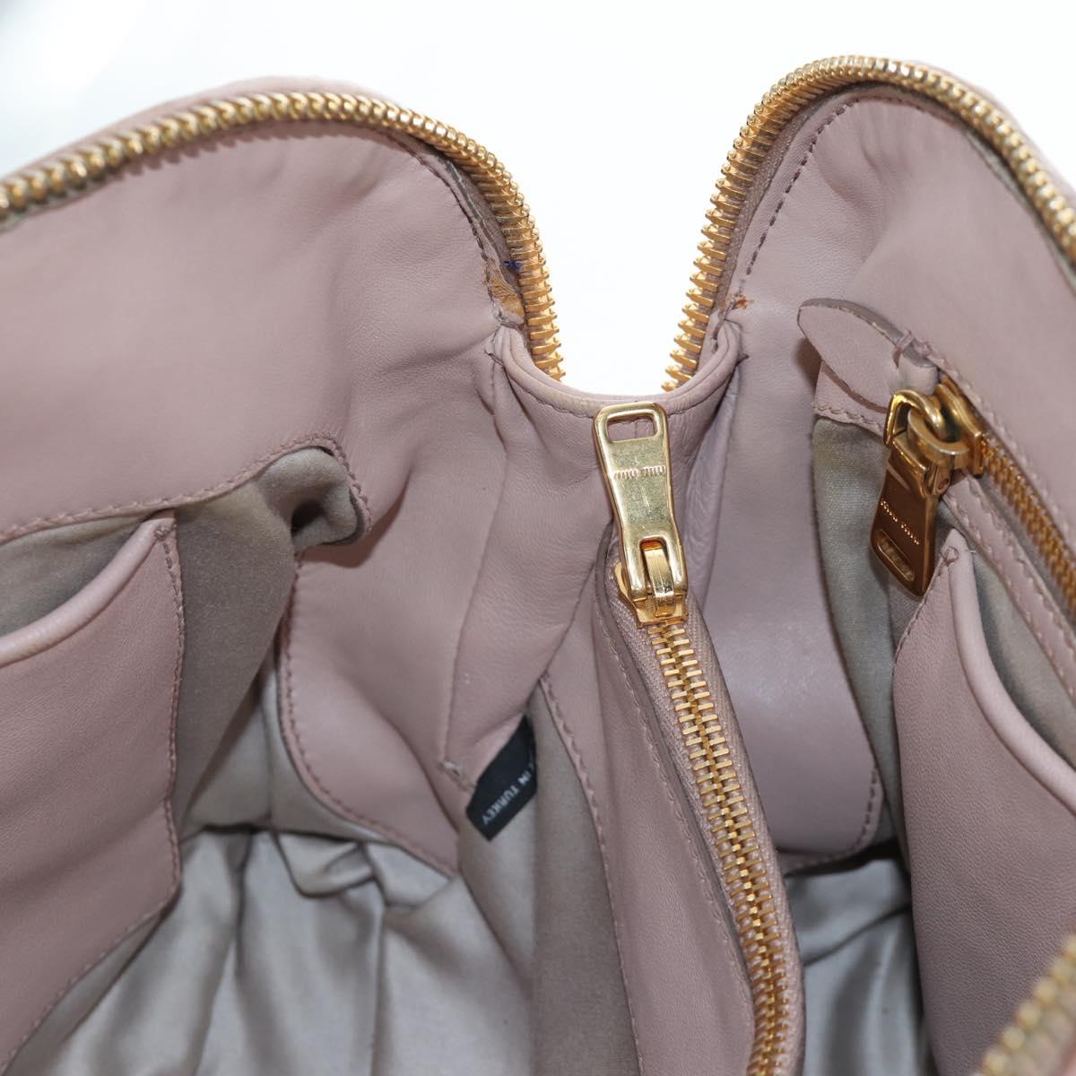 Miu Miu Matelasse Hand Bag Leather Pink Gold Auth 206368