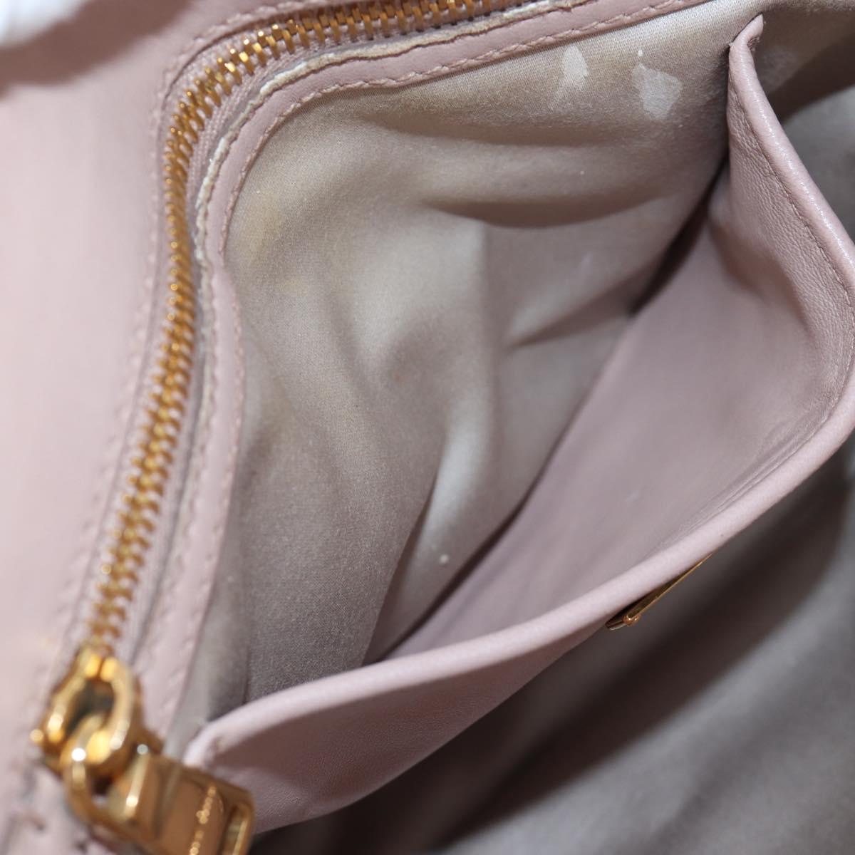 Miu Miu Matelasse Hand Bag Leather Pink Gold Auth 206368