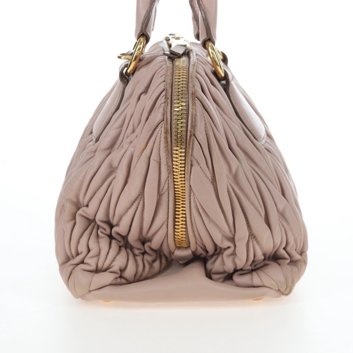 Miu Miu Matelasse Hand Bag Leather Pink Gold Auth 206368