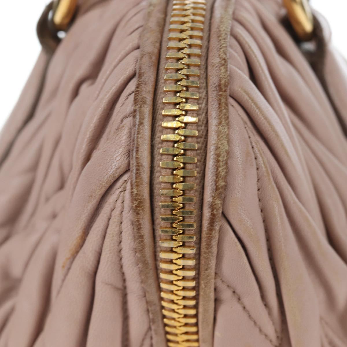 Miu Miu Matelasse Hand Bag Leather Pink Gold Auth 206368