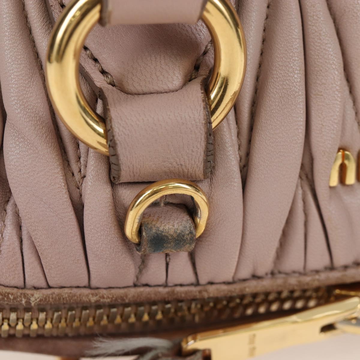 Miu Miu Matelasse Hand Bag Leather Pink Gold Auth 206368