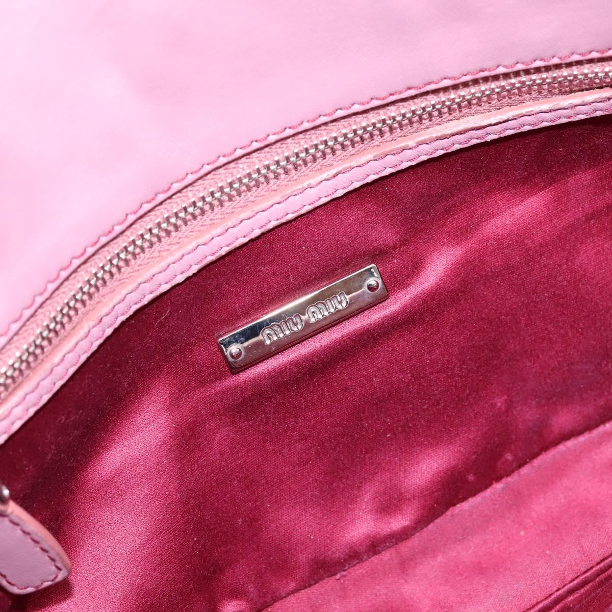 Miu Miu Matelasse Chain Shoulder Bag Leather 2way Pink Silver Auth 206370A