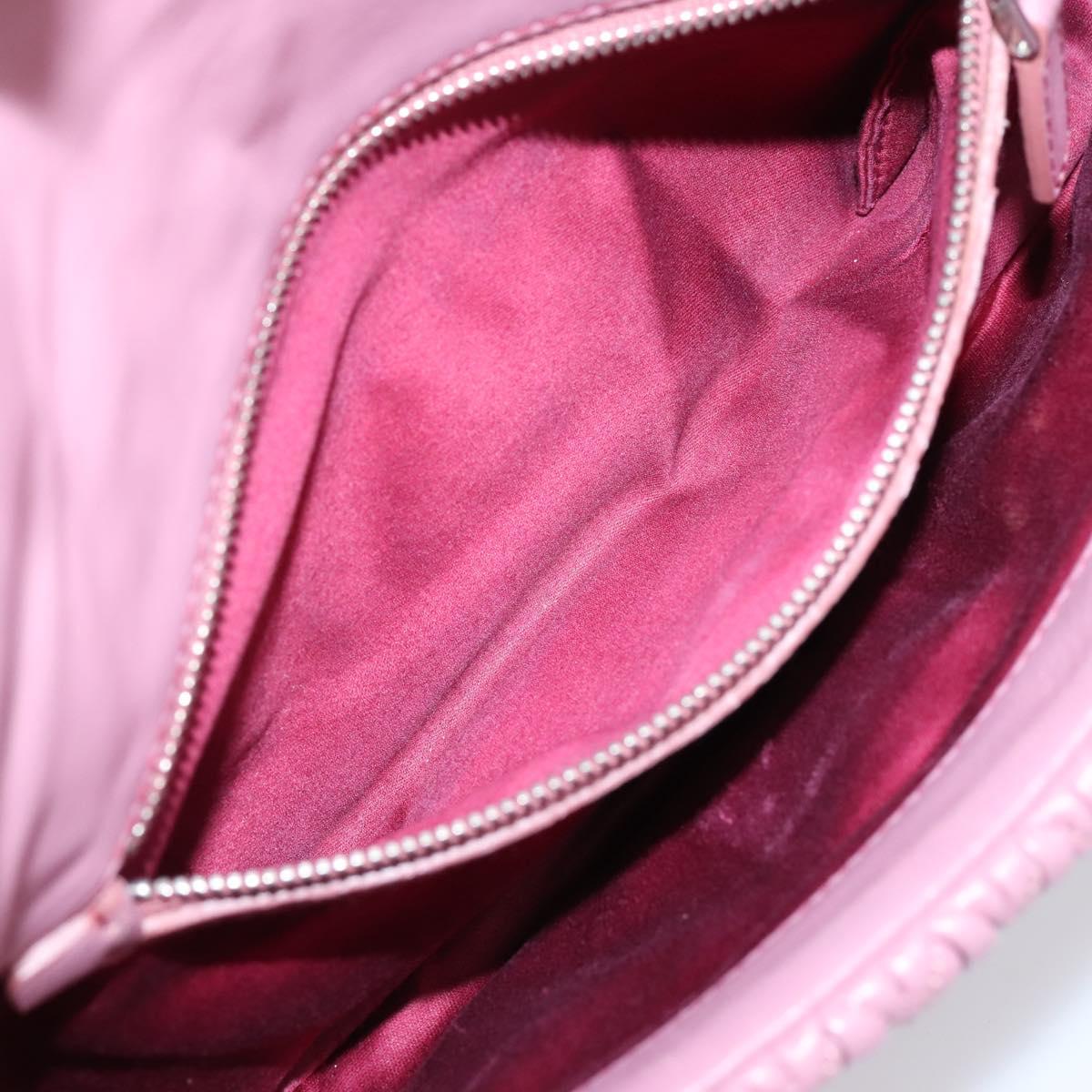 Miu Miu Matelasse Chain Shoulder Bag Leather 2way Pink Silver Auth 206370A