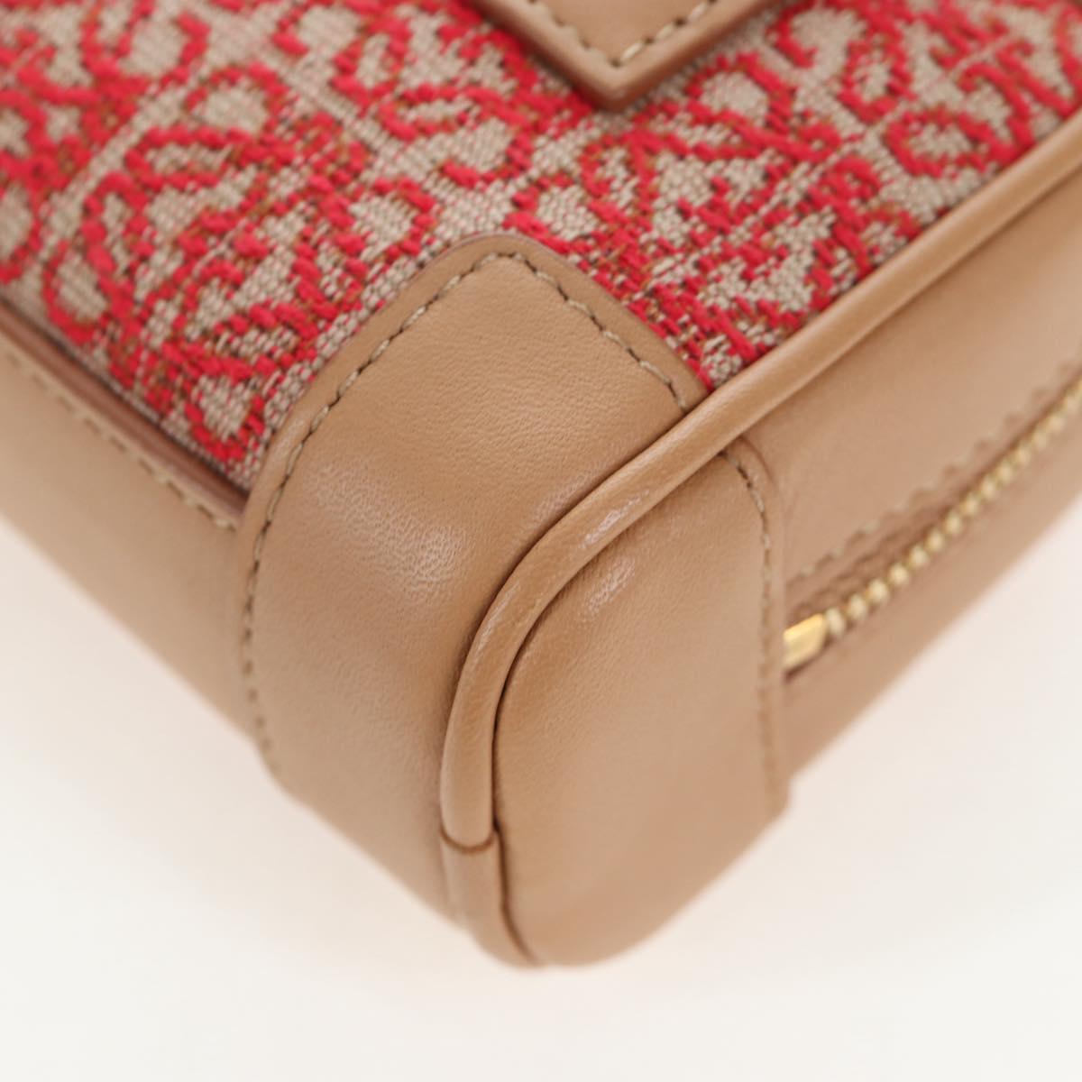 LOEWE Amazona Nano Shoulder Pouch Canvas 2way Beige Gold Auth 206378M
