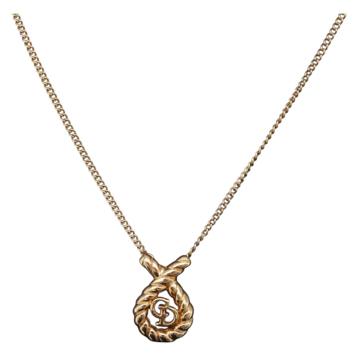 Christian Dior Necklace metal Gold Tone Auth 206380