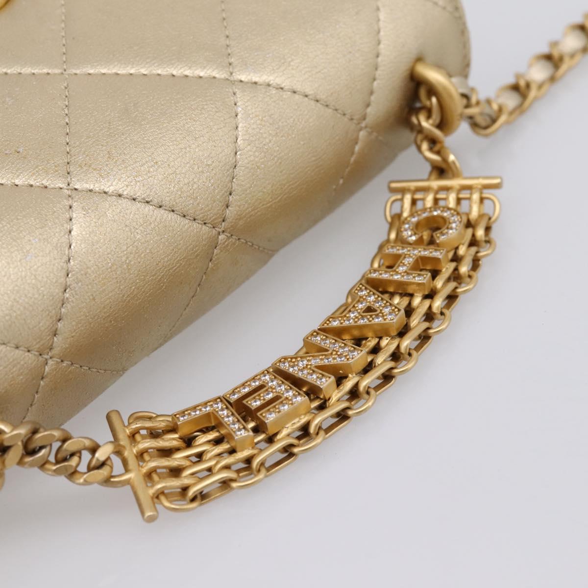 CHANEL Matelasse Chain Shoulder Bag Lamb Skin 2way Gold CC Auth 206384SAM
