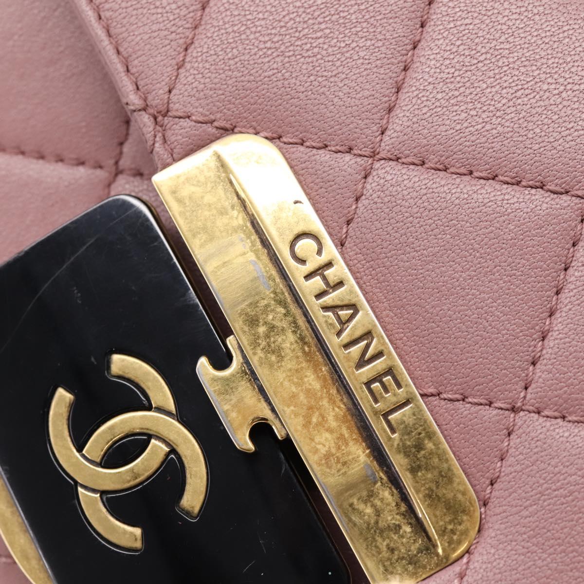 CHANEL Matelasse Chain Shoulder Bag Lamb Skin Purple Gray CC Auth 206386V