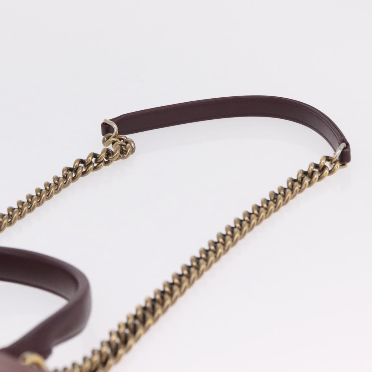 CHANEL Matelasse Chain Shoulder Bag Leather Bordeaux Gold CC Auth 206387A