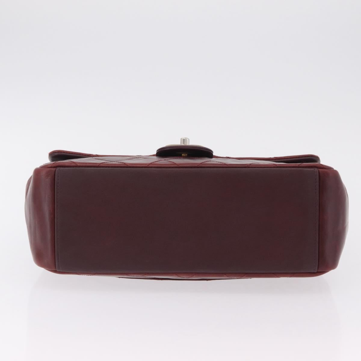 CHANEL Matelasse Chain Shoulder Bag Leather Bordeaux Gold CC Auth 206387A