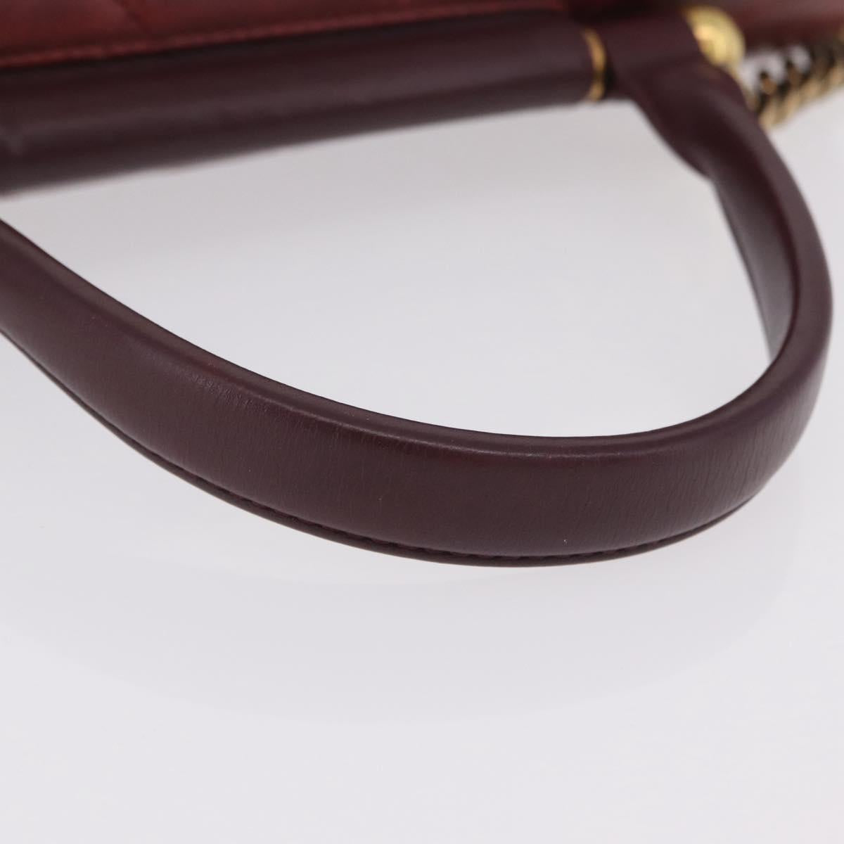 CHANEL Matelasse Chain Shoulder Bag Leather Bordeaux Gold CC Auth 206387A
