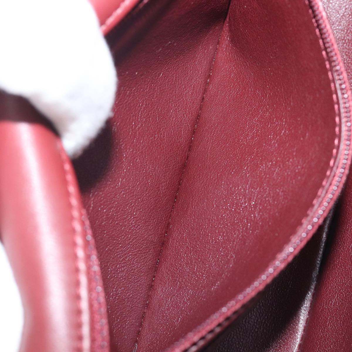CHANEL Mini Matelasse 20 Chain Bag Lamb Skin Bordeaux Silver CC Auth 206388SM
