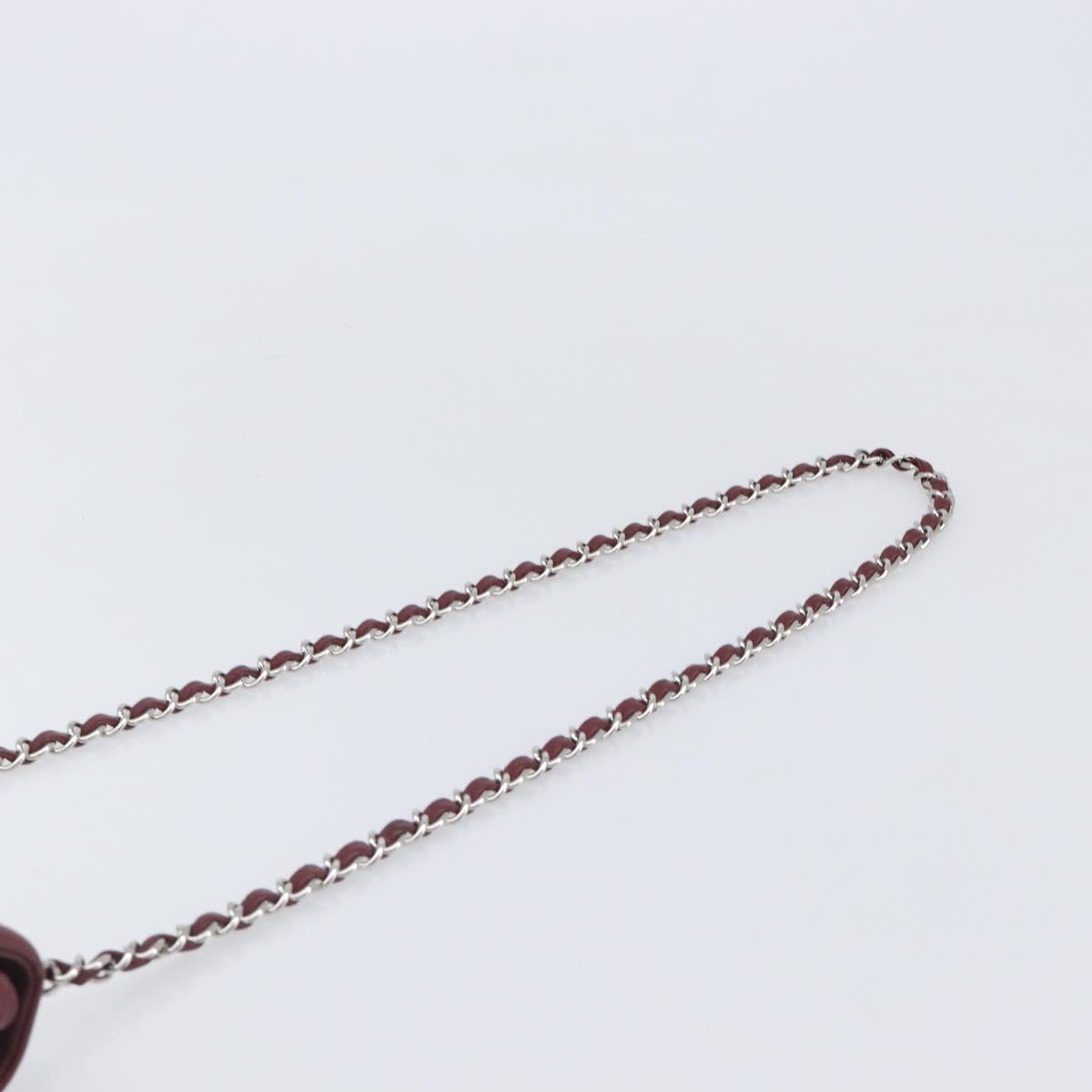 CHANEL Mini Matelasse 20 Chain Bag Lamb Skin Bordeaux Silver CC Auth 206388SM