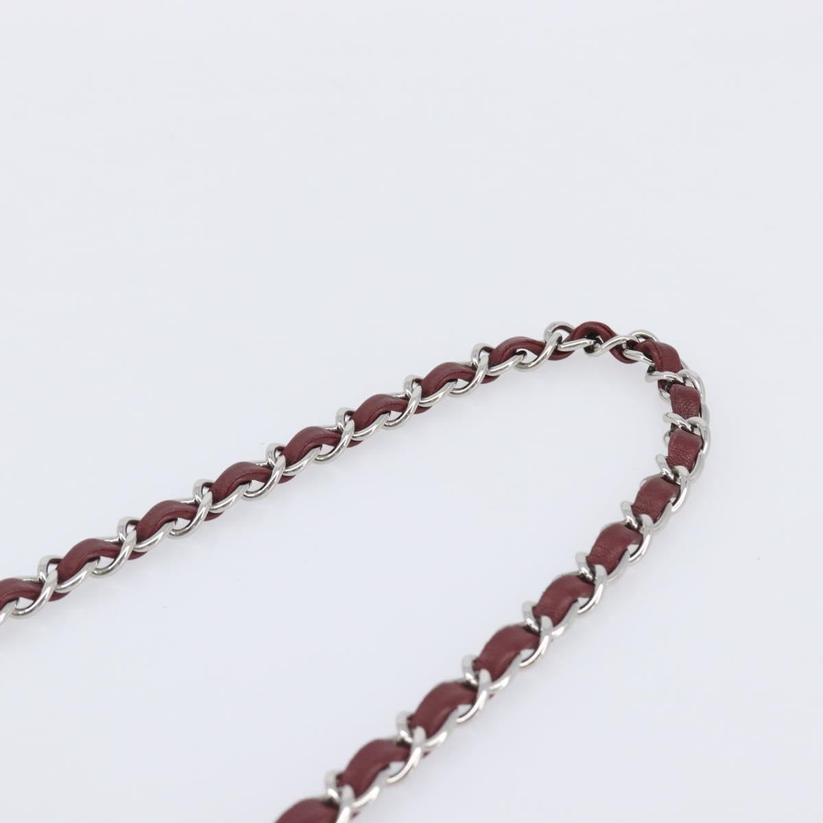 CHANEL Mini Matelasse 20 Chain Bag Lamb Skin Bordeaux Silver CC Auth 206388SM
