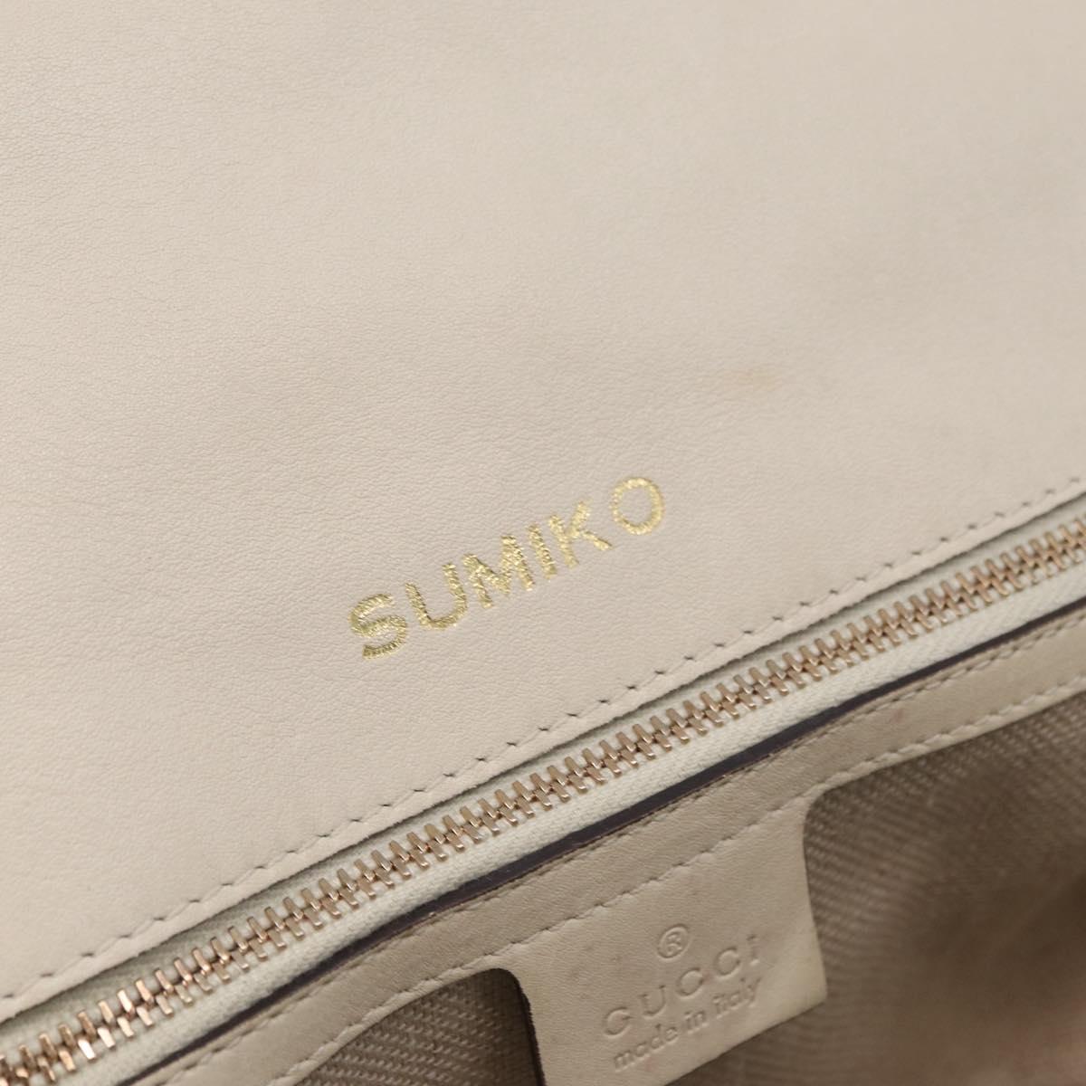 GUCCI New Bamboo Hand Bag Leather 2way Ivory Gold 263970 Auth 206395M
