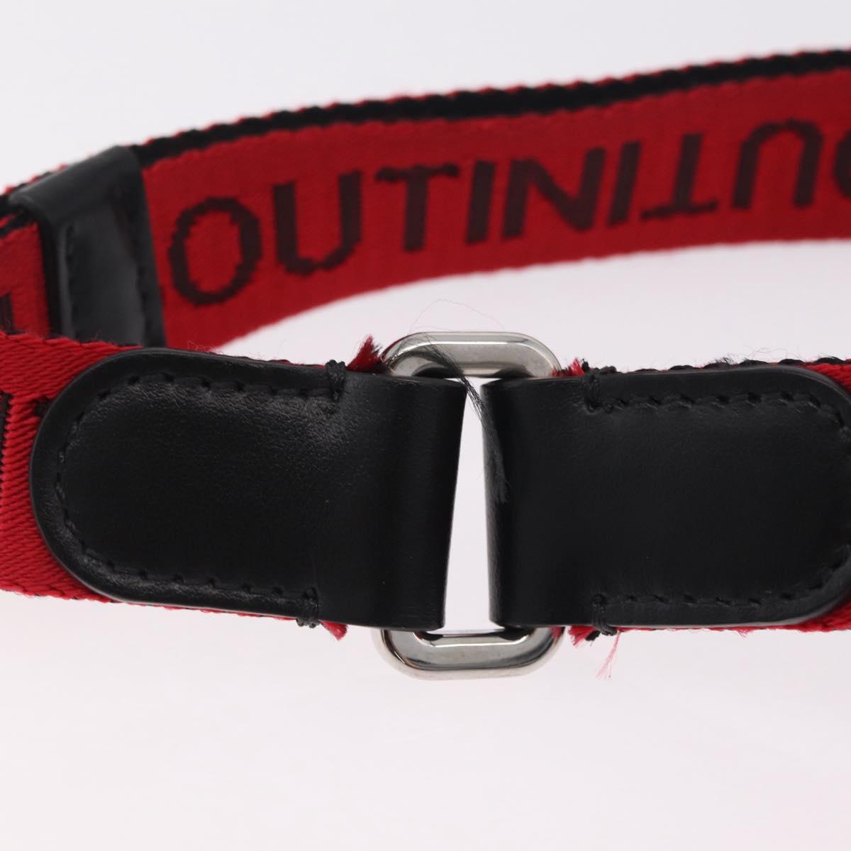Christian Louboutin Waist bag Canvas Black Silver Auth 206397M