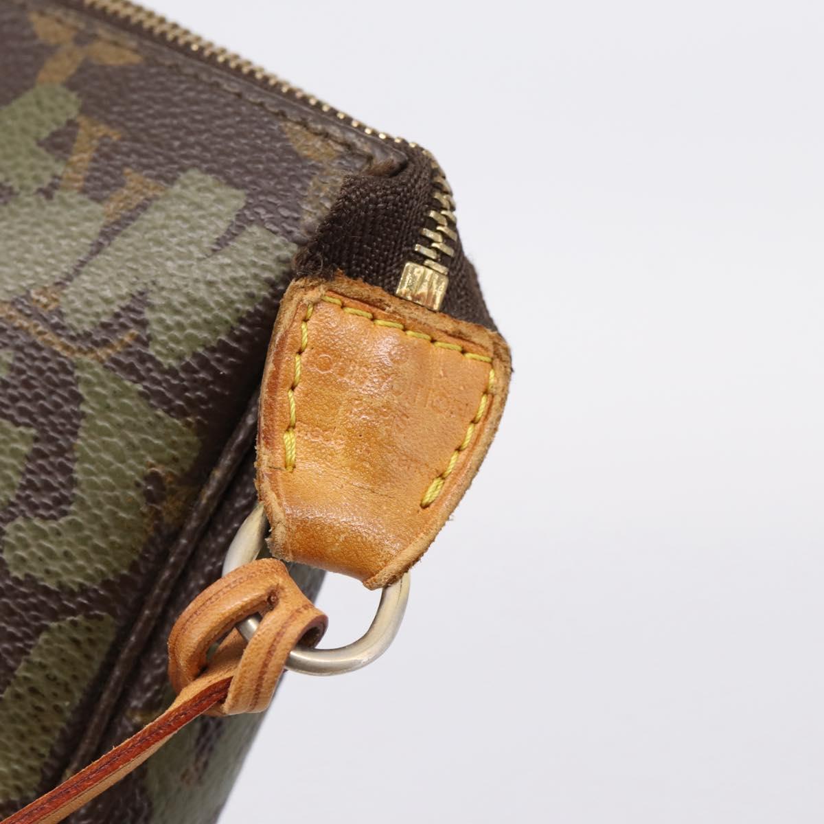 LOUIS VUITTON Monogram Graffiti Pochette Pouch Khaki M92191 LV Auth 206399A