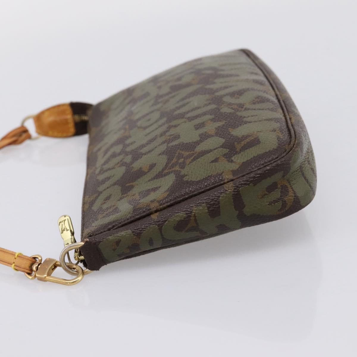 LOUIS VUITTON Monogram Graffiti Pochette Pouch Khaki M92191 LV Auth 206399A