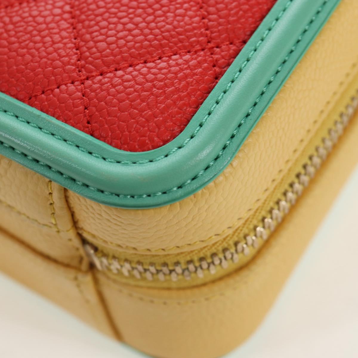 CHANEL CC Filigree Vanity Chain Bag Caviar Skin Multicolor Gold CC Auth 206403SM