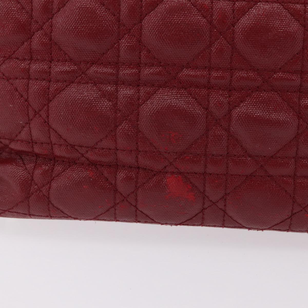 Christian Dior Canage Tote Bag Coated Canvas Red Silver Auth 206412