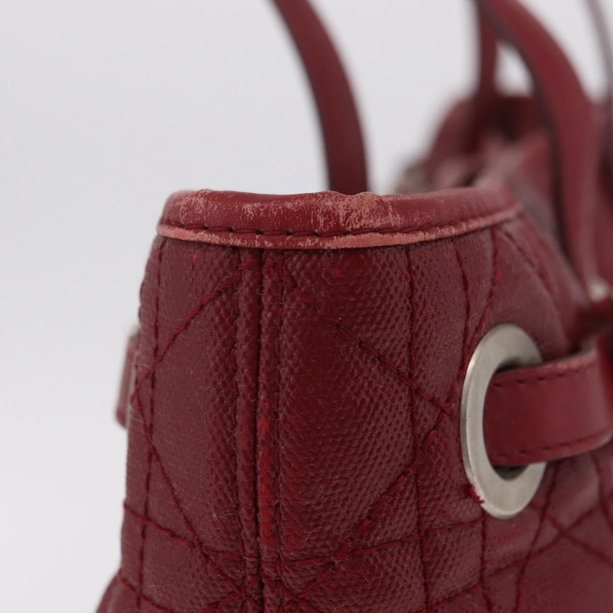 Christian Dior Canage Tote Bag Coated Canvas Red Silver Auth 206412