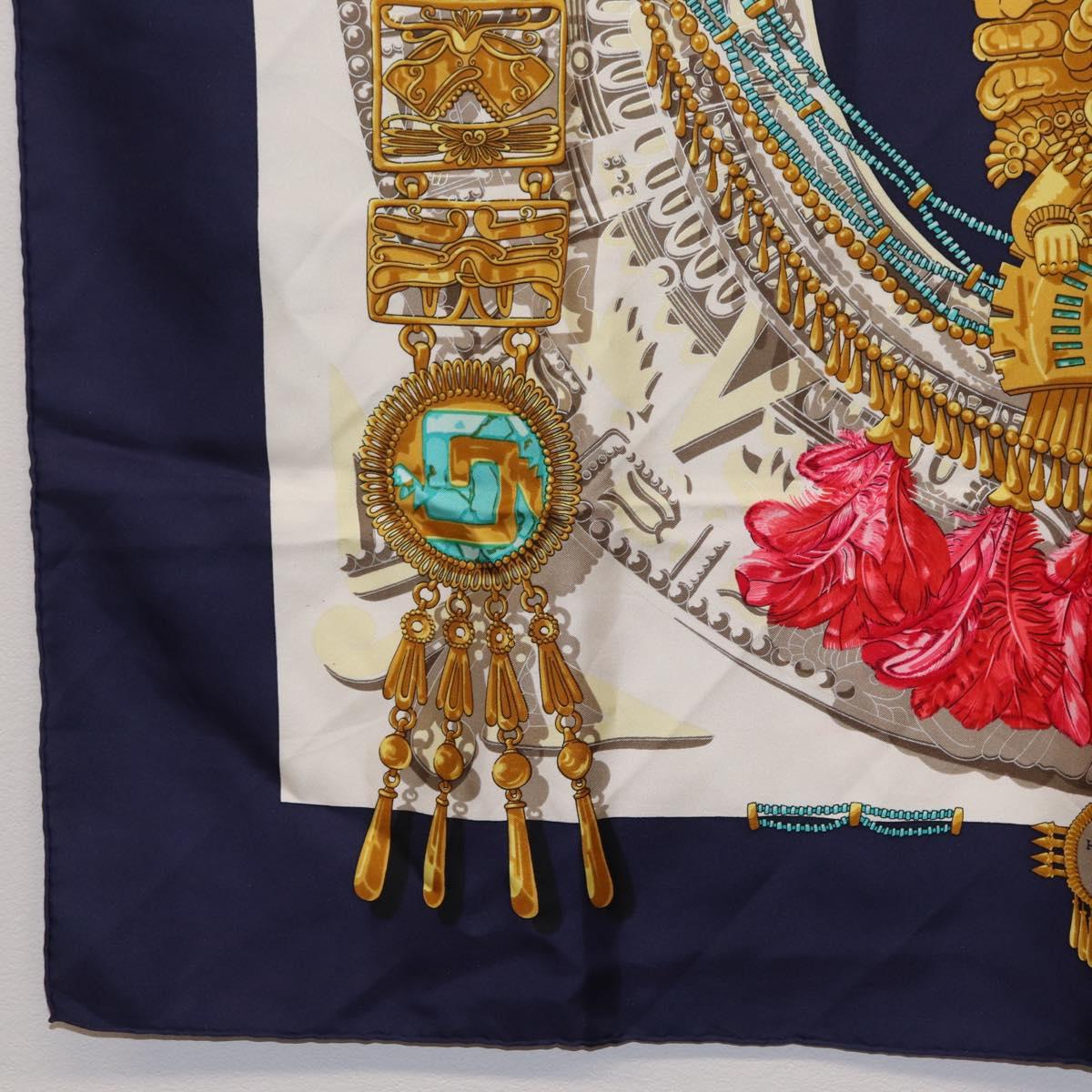 HERMES Carre 90 Scarf ”Mexico” Silk Navy Auth 206428