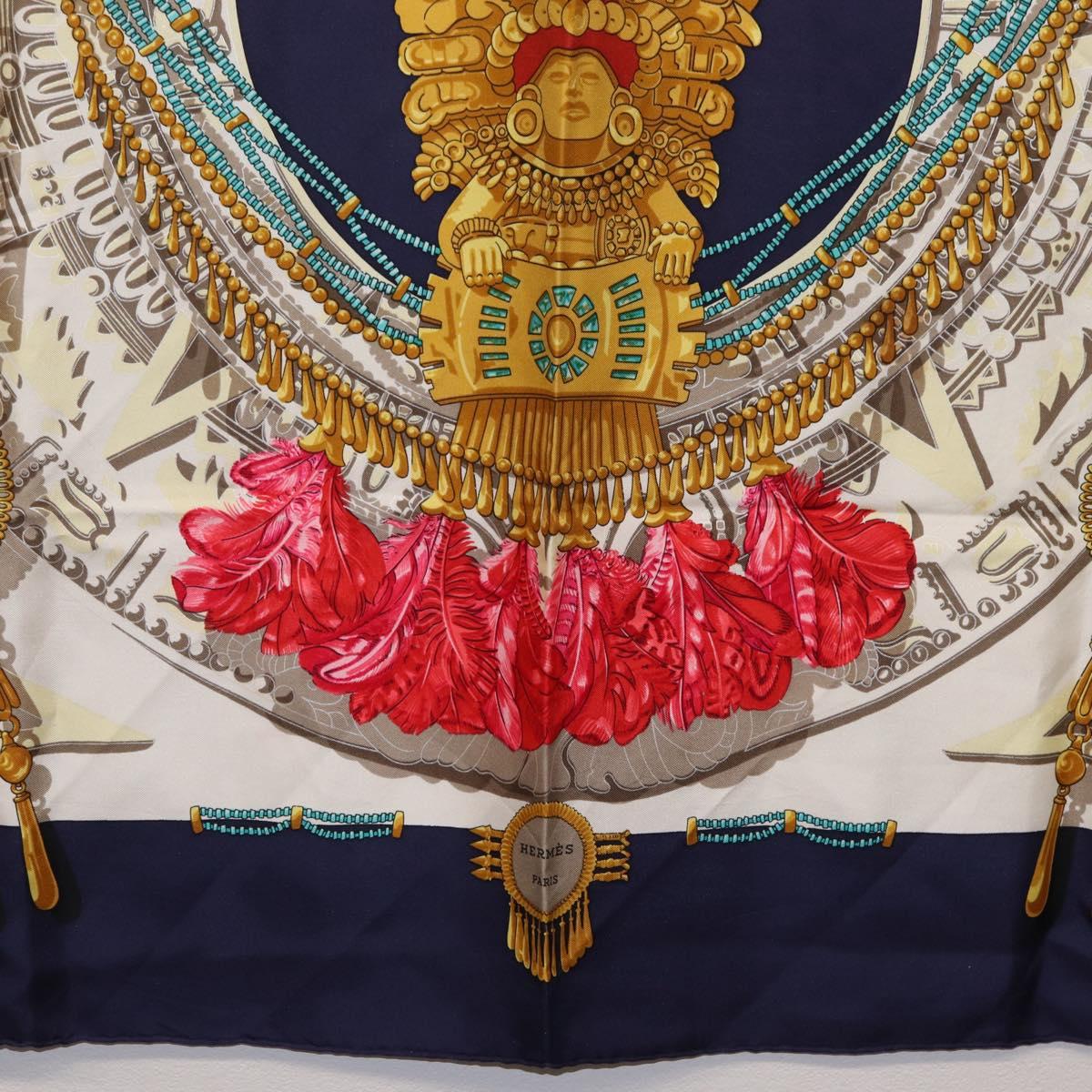 HERMES Carre 90 Scarf ”Mexico” Silk Navy Auth 206428