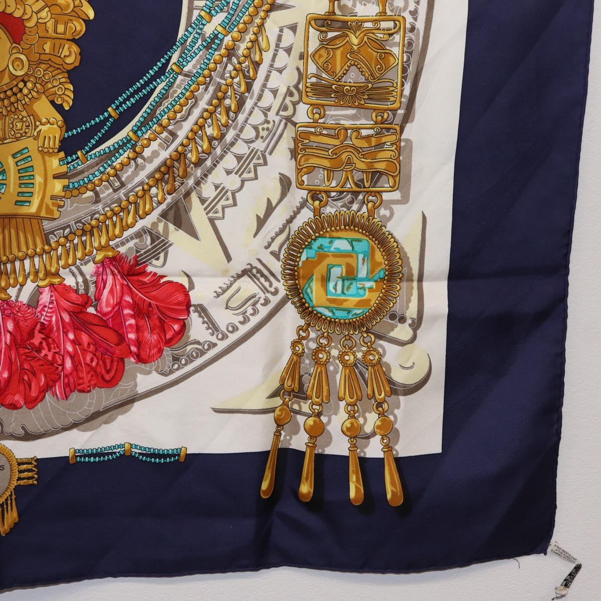 HERMES Carre 90 Scarf ”Mexico” Silk Navy Auth 206428