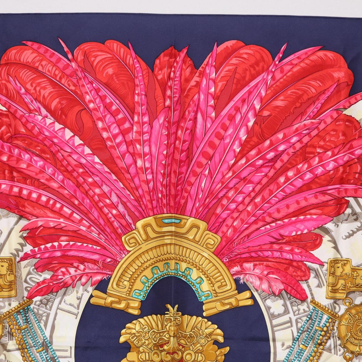 HERMES Carre 90 Scarf ”Mexico” Silk Navy Auth 206428