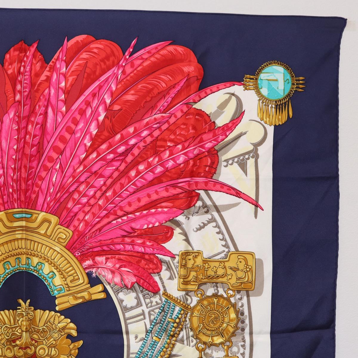 HERMES Carre 90 Scarf ”Mexico” Silk Navy Auth 206428