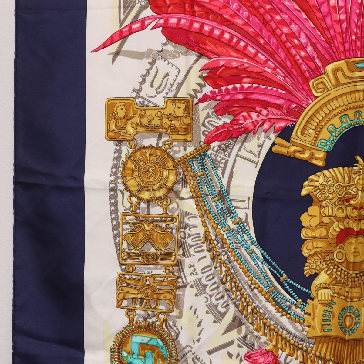 HERMES Carre 90 Scarf ”Mexico” Silk Navy Auth 206428