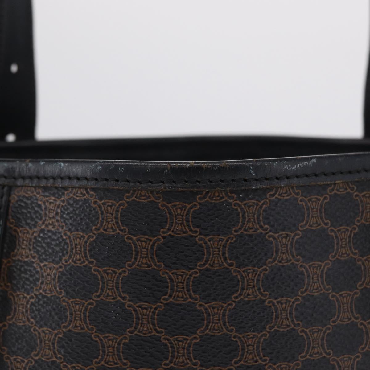 CELINE Macadam Canvas Tote Bag PVC Leather Black Gold Auth 206450