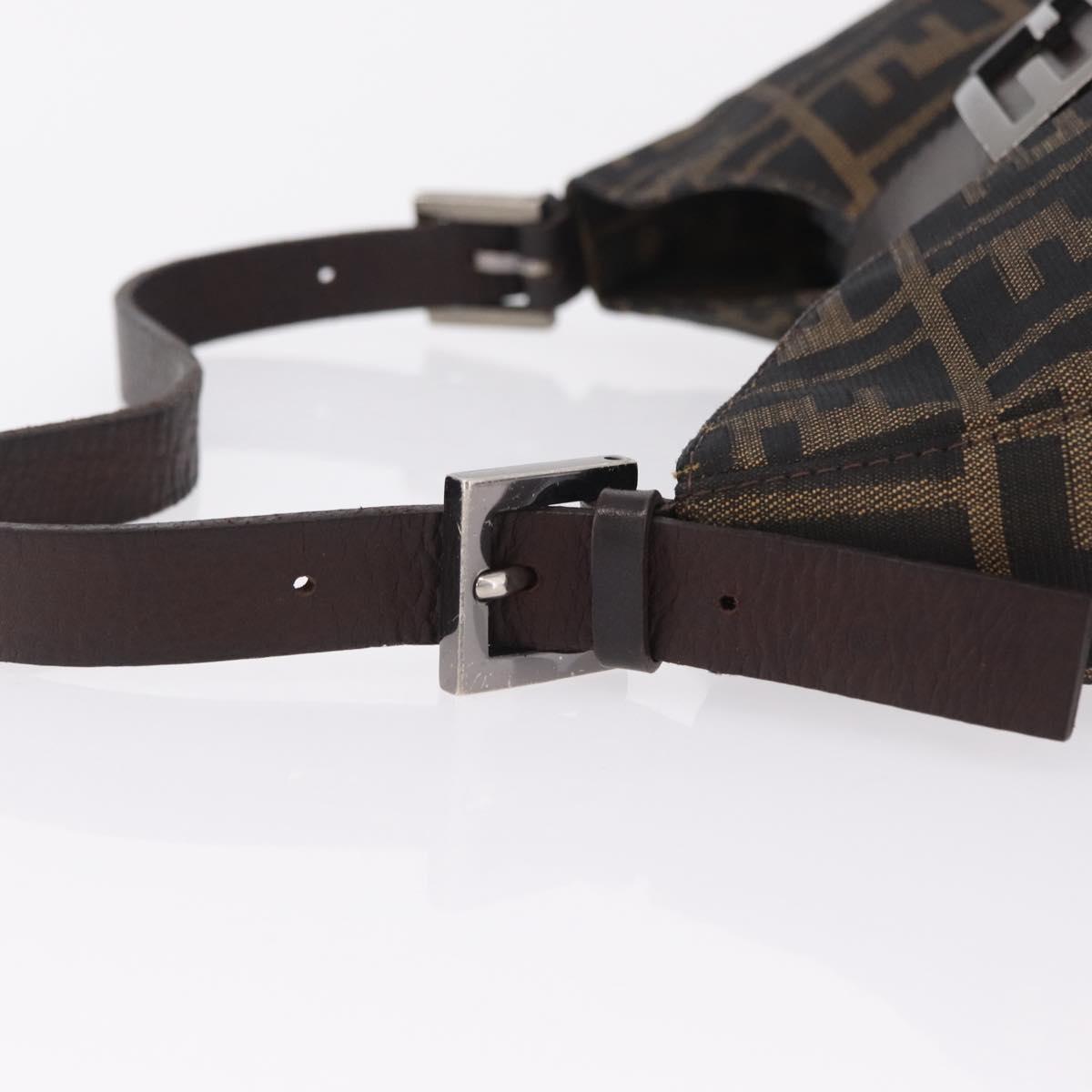 FENDI Zucca Canvas Mamma Baguette Shoulder Bag Brown Black 8BR036 Auth 206469A