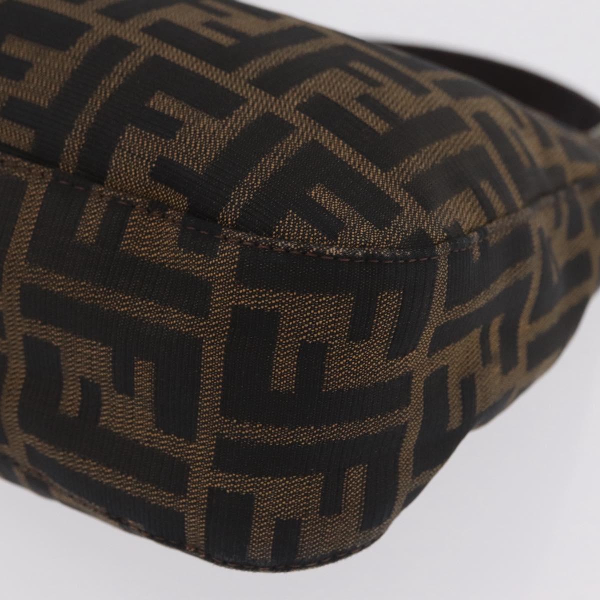 FENDI Zucca Canvas Mamma Baguette Shoulder Bag Brown Black 8BR036 Auth 206469A