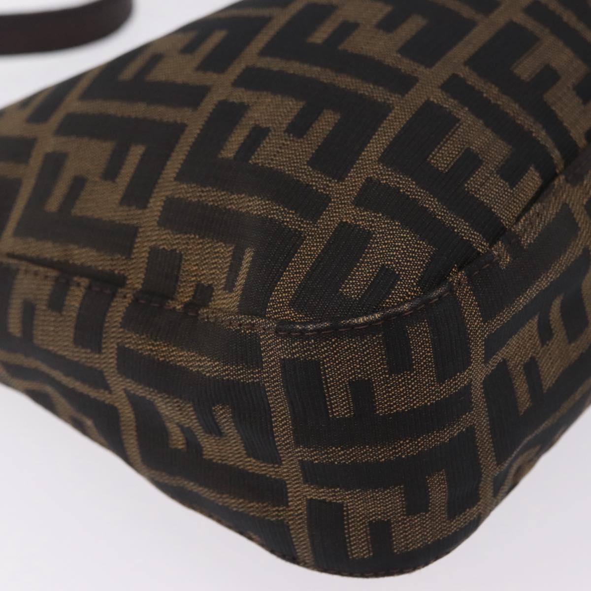 FENDI Zucca Canvas Mamma Baguette Shoulder Bag Brown Black 8BR036 Auth 206469A
