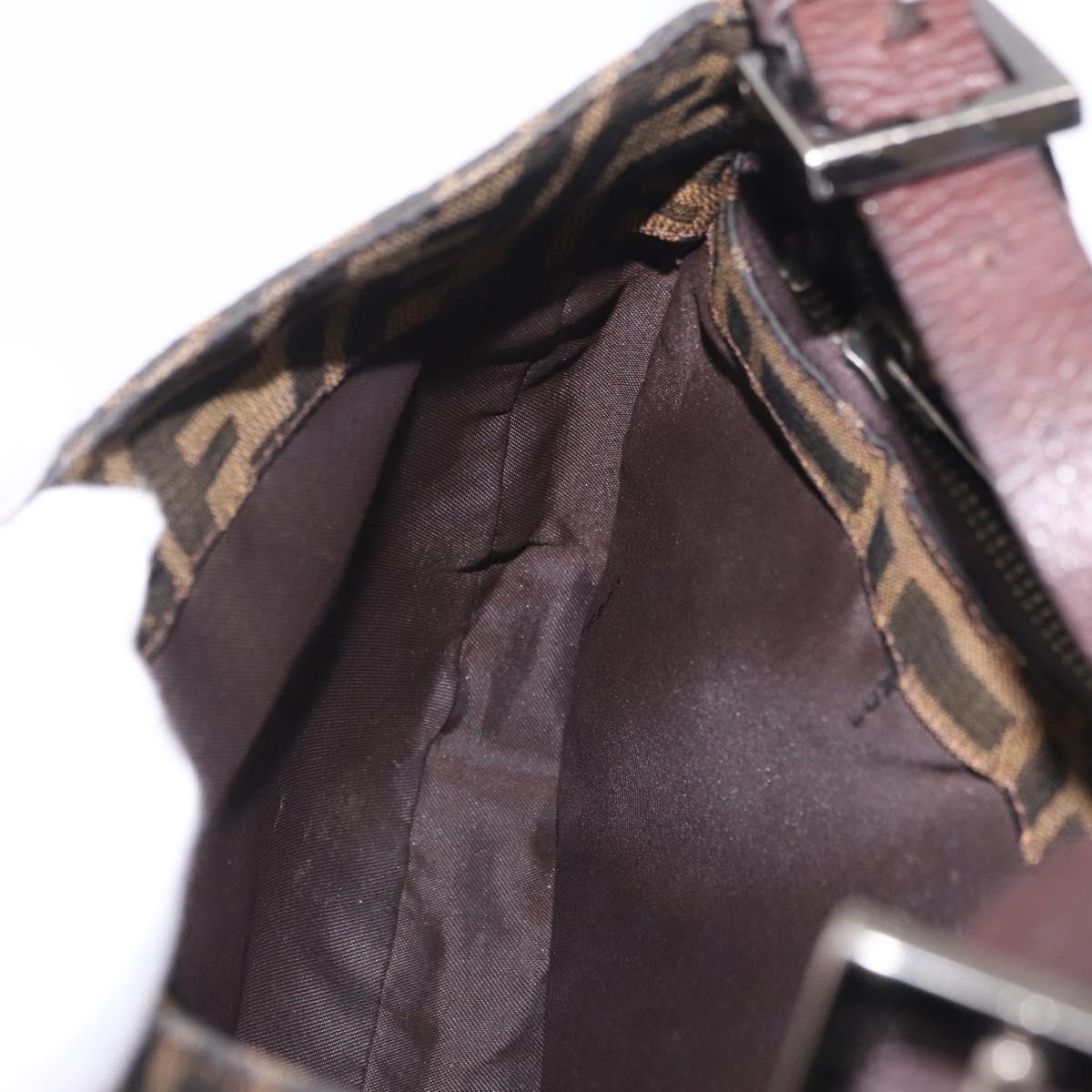 FENDI Zucca Canvas Mamma Baguette Shoulder Bag Brown Black 8BR036 Auth 206469A