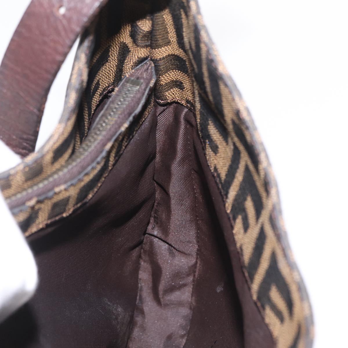 FENDI Zucca Canvas Mamma Baguette Shoulder Bag Brown Black 8BR036 Auth 206469A