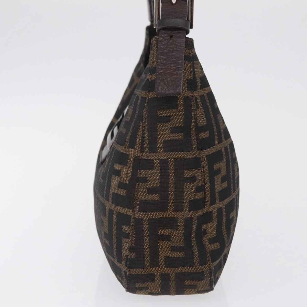 FENDI Zucca Canvas Mamma Baguette Shoulder Bag Brown Black 8BR036 Auth 206469A