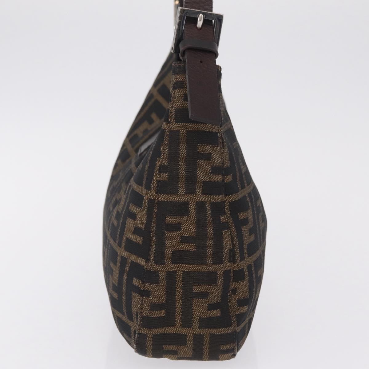 FENDI Zucca Canvas Mamma Baguette Shoulder Bag Brown Black 8BR036 Auth 206469A