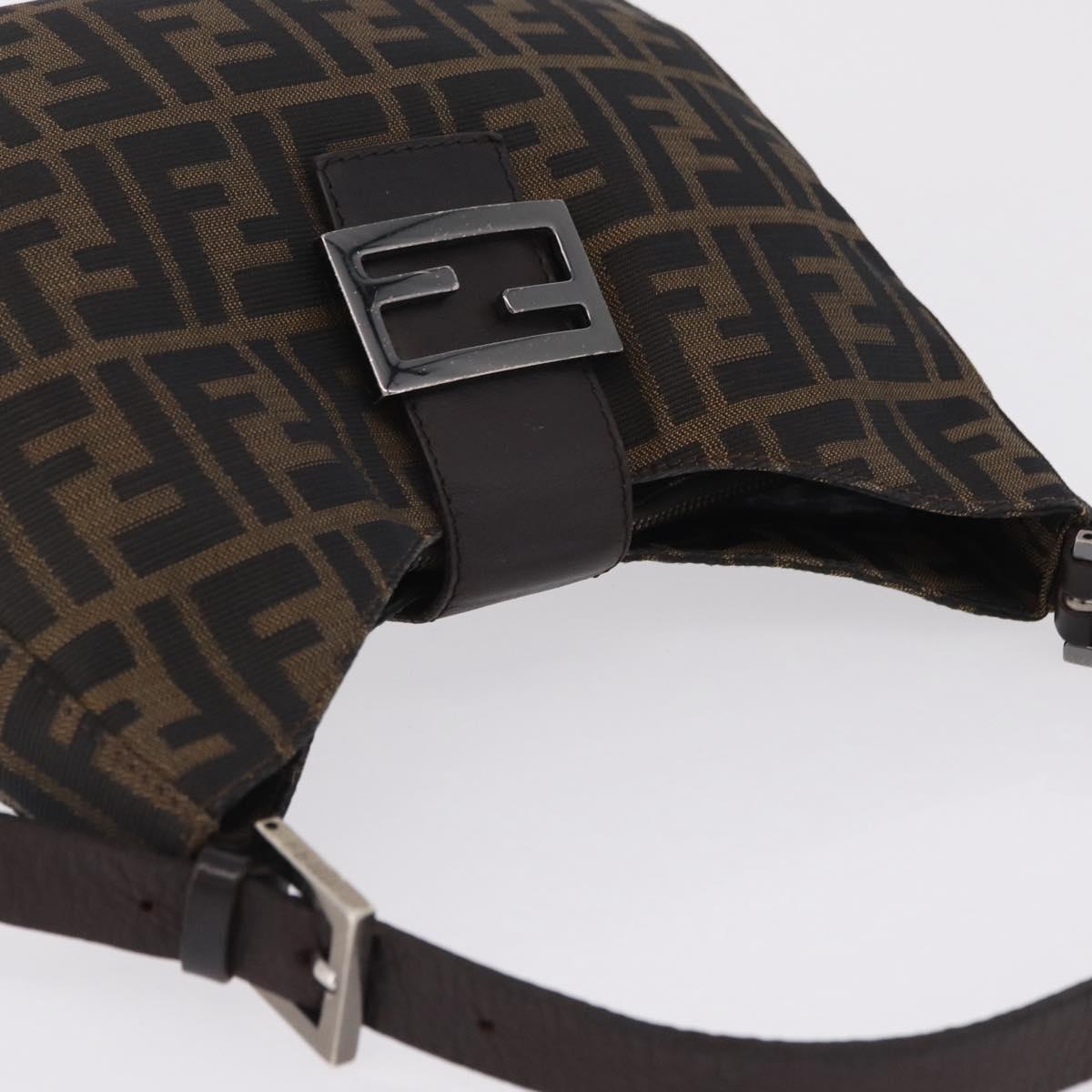 FENDI Zucca Canvas Mamma Baguette Shoulder Bag Brown Black 8BR036 Auth 206469A