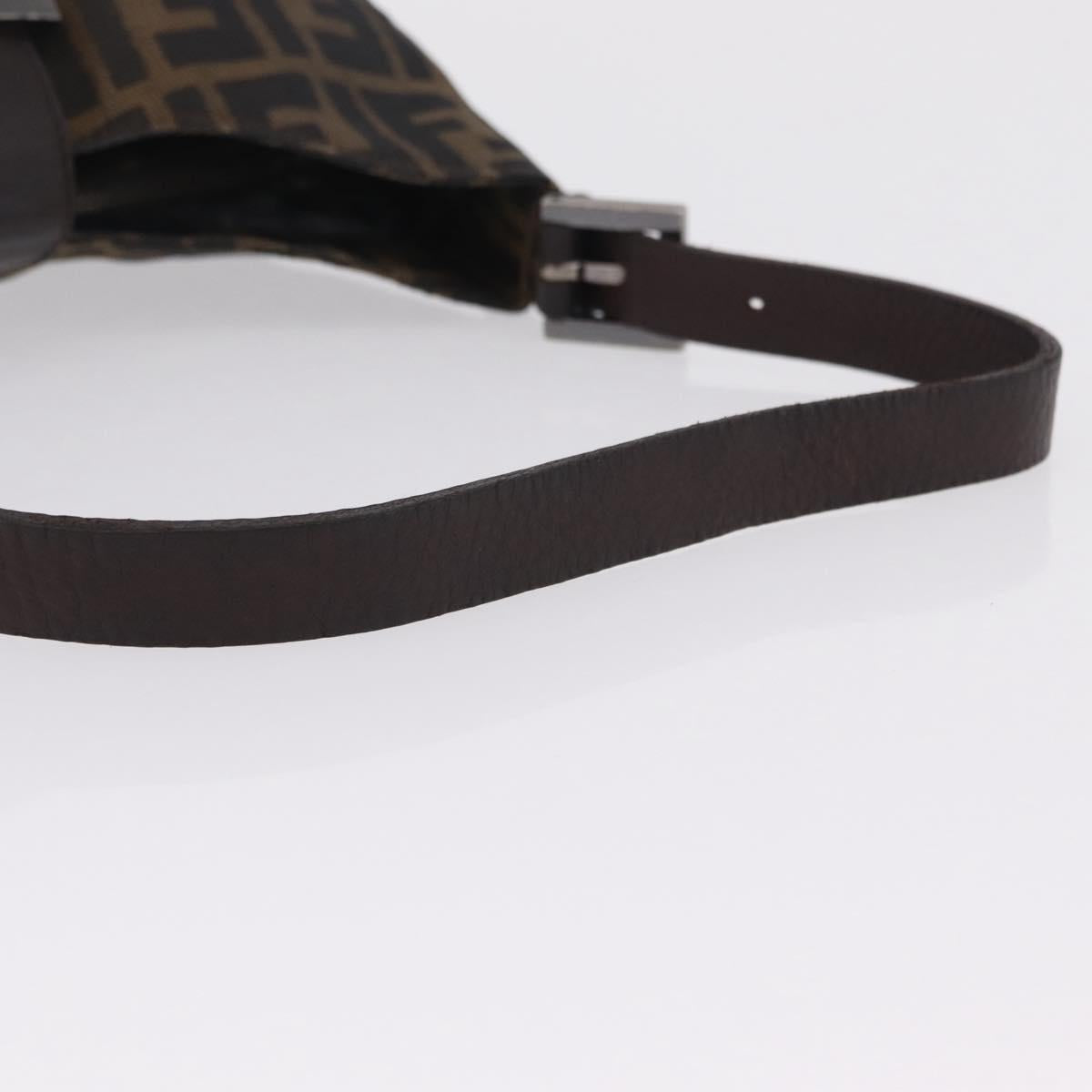 FENDI Zucca Canvas Mamma Baguette Shoulder Bag Brown Black 8BR036 Auth 206469A