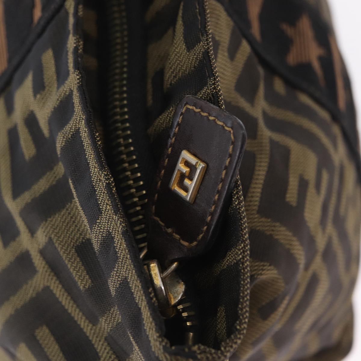FENDI Zucca Canvas Hand Bag Black Brown Auth 206470