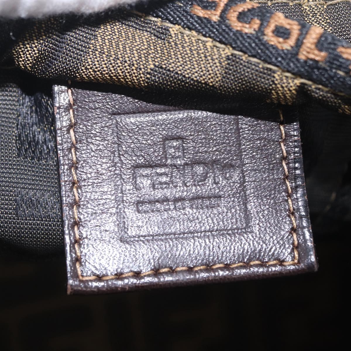 FENDI Zucca Canvas Hand Bag Black Brown Auth 206470