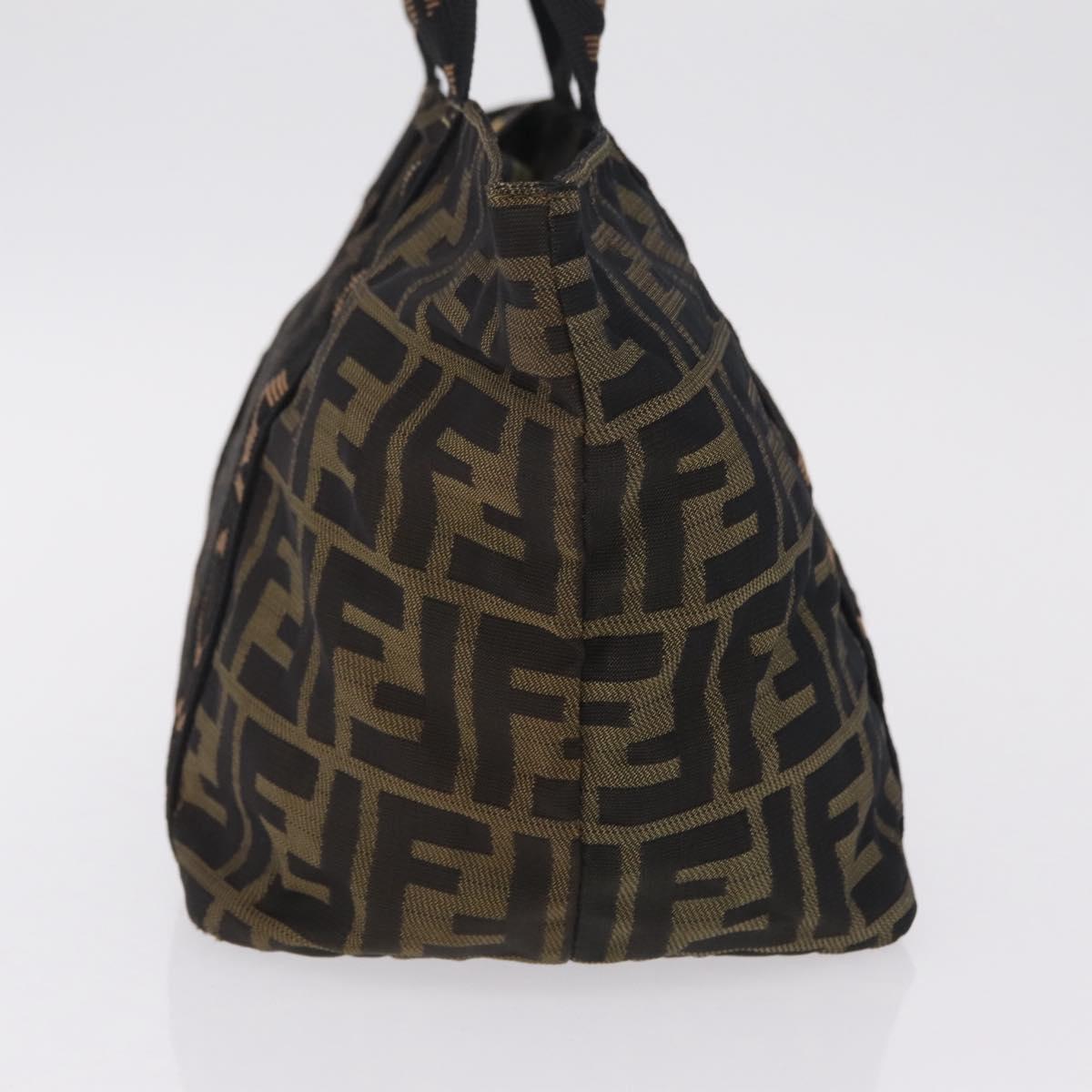 FENDI Zucca Canvas Hand Bag Black Brown Auth 206470