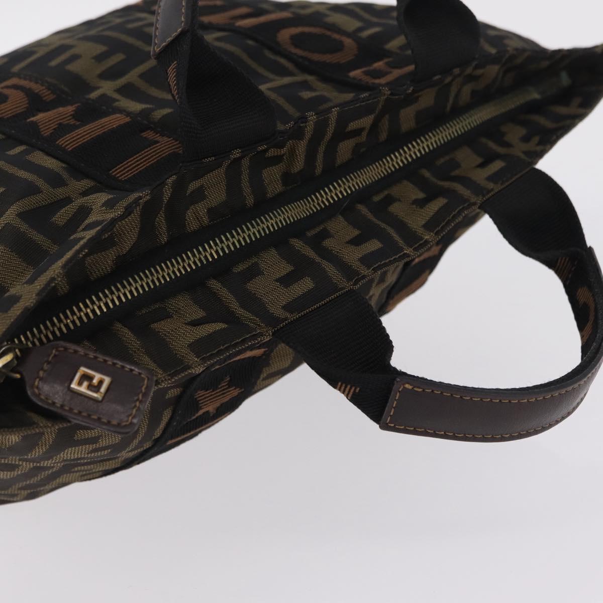 FENDI Zucca Canvas Hand Bag Black Brown Auth 206470