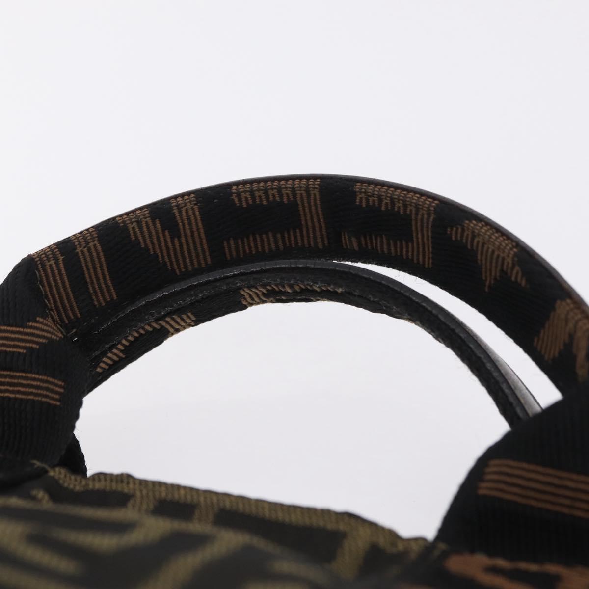 FENDI Zucca Canvas Hand Bag Black Brown Auth 206470