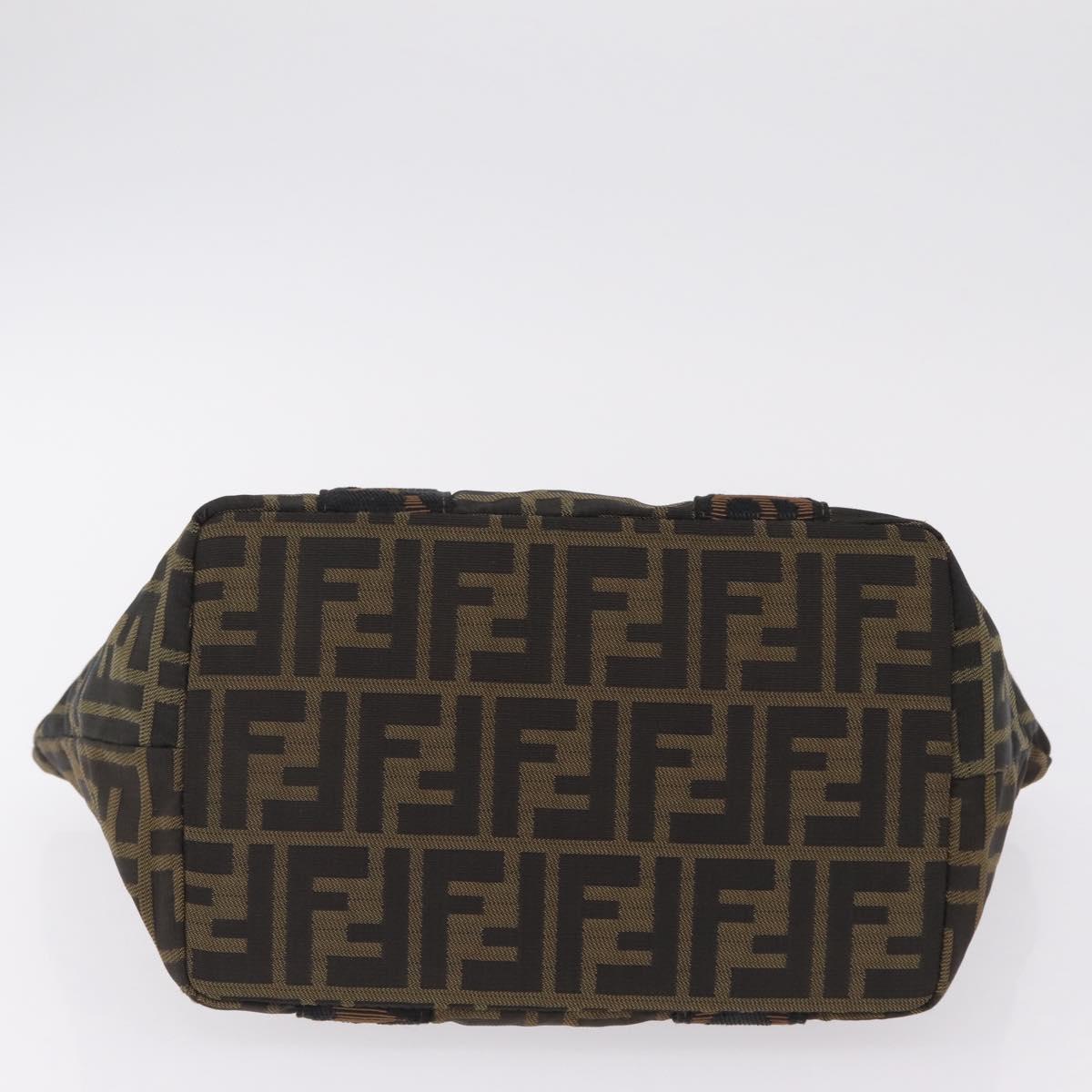 FENDI Zucca Canvas Hand Bag Black Brown Auth 206470