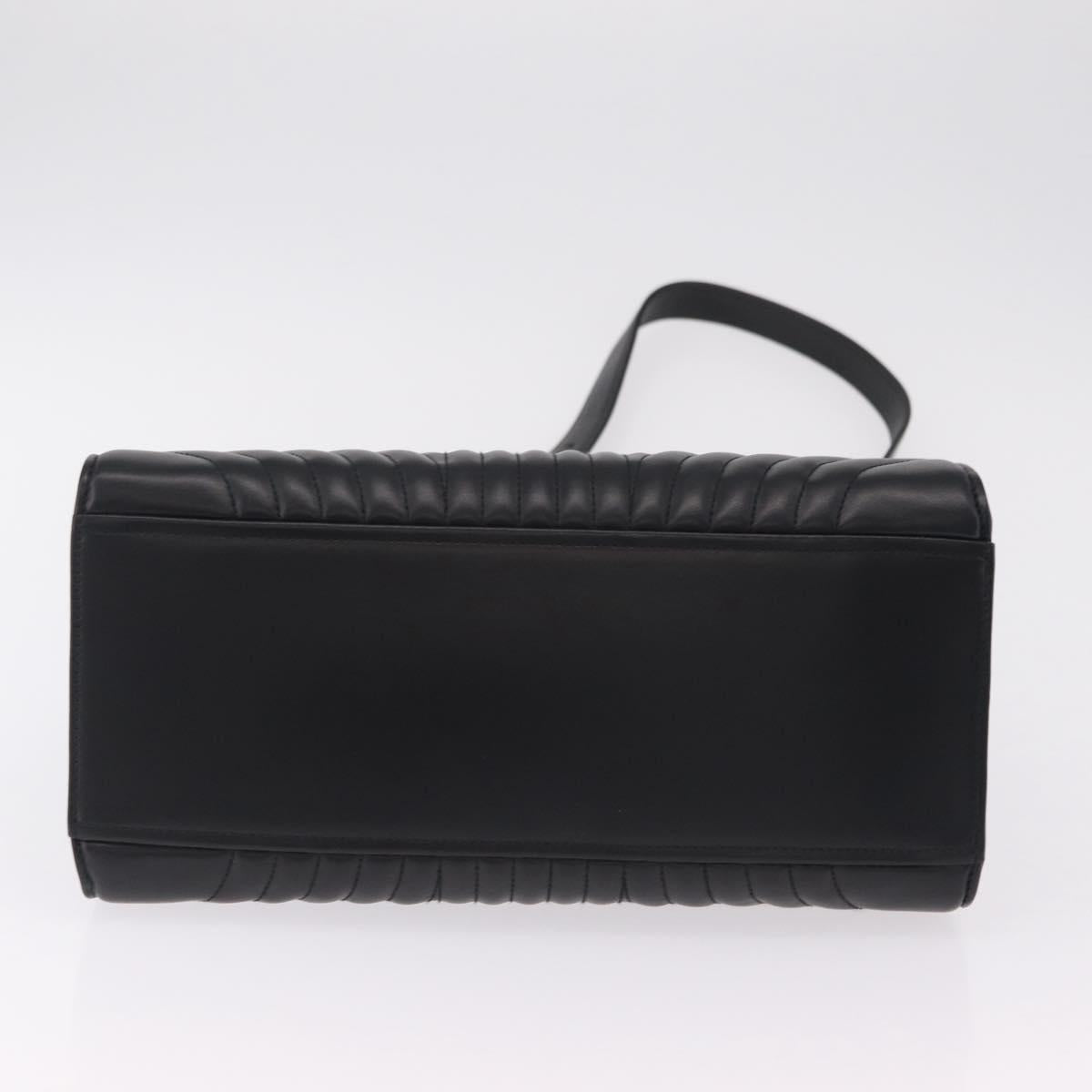 PRADA Hand Bag Leather 2way Black Silver Auth 206472M