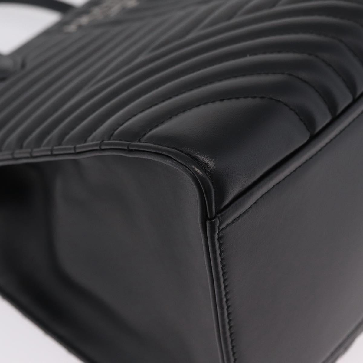 PRADA Hand Bag Leather 2way Black Silver Auth 206472M