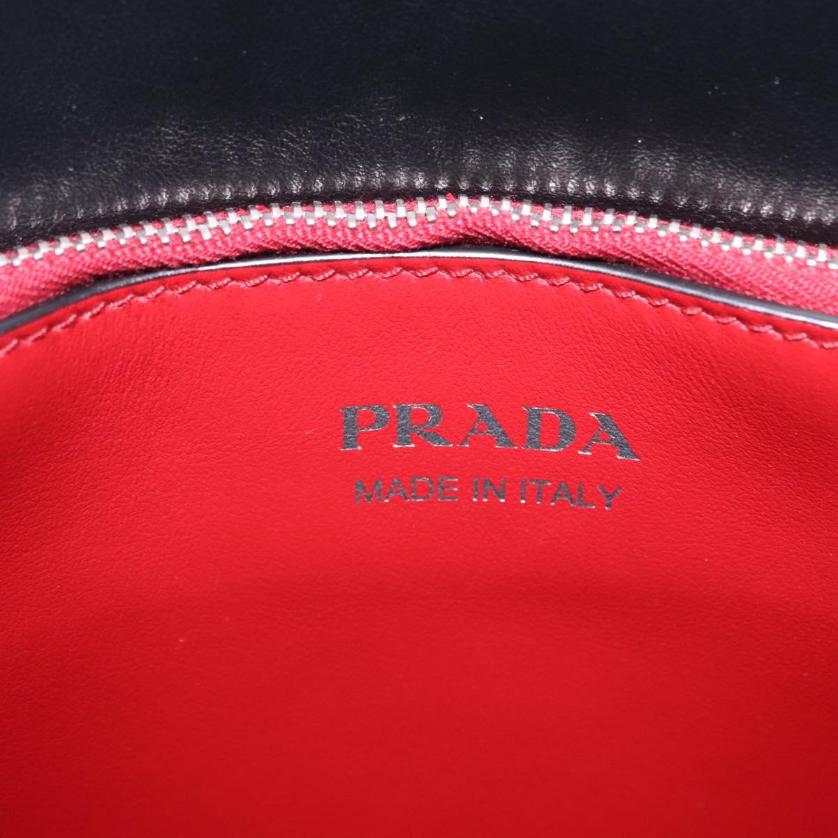 PRADA Hand Bag Leather 2way Black Silver Auth 206472M