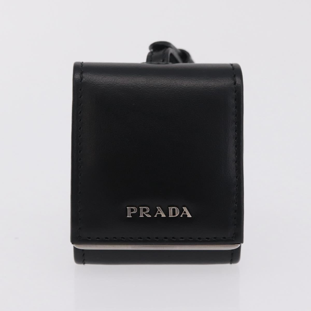 PRADA Hand Bag Leather 2way Black Silver Auth 206472M